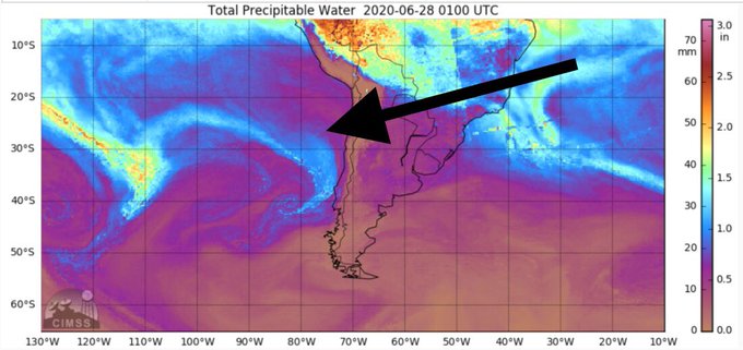 Noticias Chile | Río atmosférico dejará un evento extremo de precipitaciones en la V, VI y RM este lunes