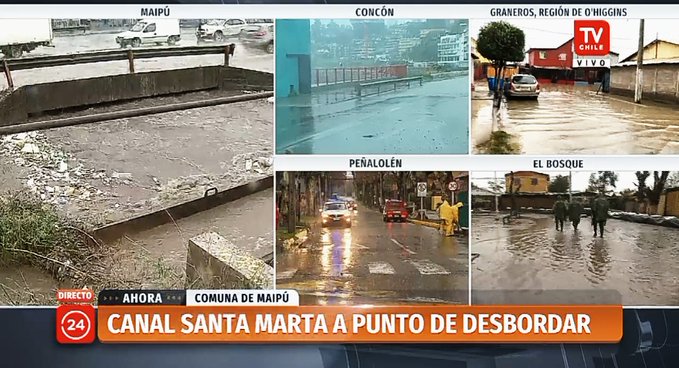 Noticias Chile | Maipú canal Santa Marta a punto de desbordarse
