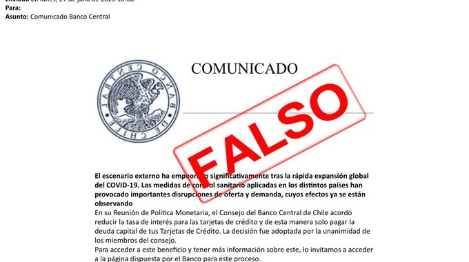 Noticias Chile | Banco central advierte de peligroso correo que busca estafar a la gente