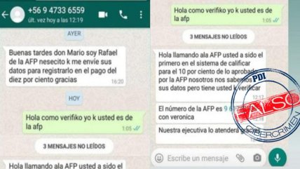Noticias Chile | Comienzan las primeras estafas vía WhatsApp para quitarte tu 10 % de la AFP