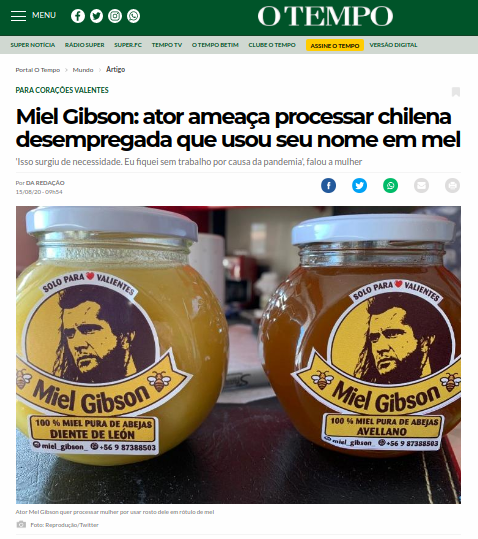 Noticias Chile | Miel Gibson sale al mundo a través de los medios BBC y New York Times, entre otros | INFORMADORCHILE 
