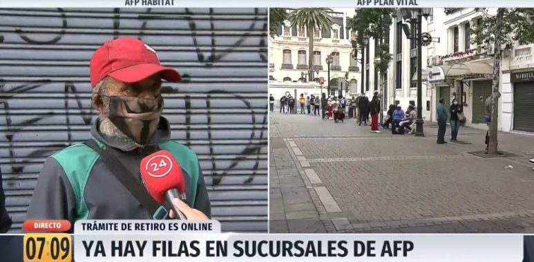 Noticias Chile | Chileno llegó a las 5 de la mañana a sucursal de AFP: "No tengo internet para sacar mi dinero "